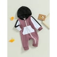 thumbnail image 4 of xiaxaixu Combinaison Longue pour Bébé Contrastée à Capuche Manches Longues avec Fermeture Éclair, 4 of 8