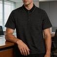 thumbnail image 7 of TKKCS Mens Horizontal Striped Polo Shirt- Collared Classic Fit Breathable Short Sleeve Casual Moisture Wicking Knit Golf Shirts Black Size XL, 7 of 7