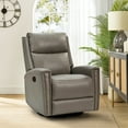 thumbnail image 2 of Art of Living Designs Fiacro 30.31"Wide Modern Genuine Leather Wingback Swivel Rocker Recliner with Nailhead Trims DOVE, 2 of 5