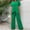 *Green, variant on ClodeEU Women's Asymmetric Two Piece Casual Set ,Loose Fit Short Sleeve Round Neck Tops and Wide Leg Pant Beige,Womens Plus XL