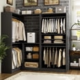 thumbnail image 5 of Homieasy Corner Closet Organizer 2-Piece Set, 72''L x 36''W L Shaped Closet System with 4 Hanging Rods and Storage Shelves, Storage Tower for Closet, Bedroom, Black, 5 of 7