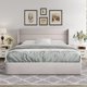 thumbnail image 2 of King Size Lift Up Storage Bed, Modern Wingback Headboard, No Box Spring Needed, Hydraulic Storage, Light Beige My Lux Decor Round, 2 of 6