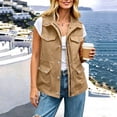 thumbnail image 5 of IUYRTFE Women Drawstring Waist Multi Pocket Cargo Vest for Fall Winter Casual Daily Wear, 5 of 7