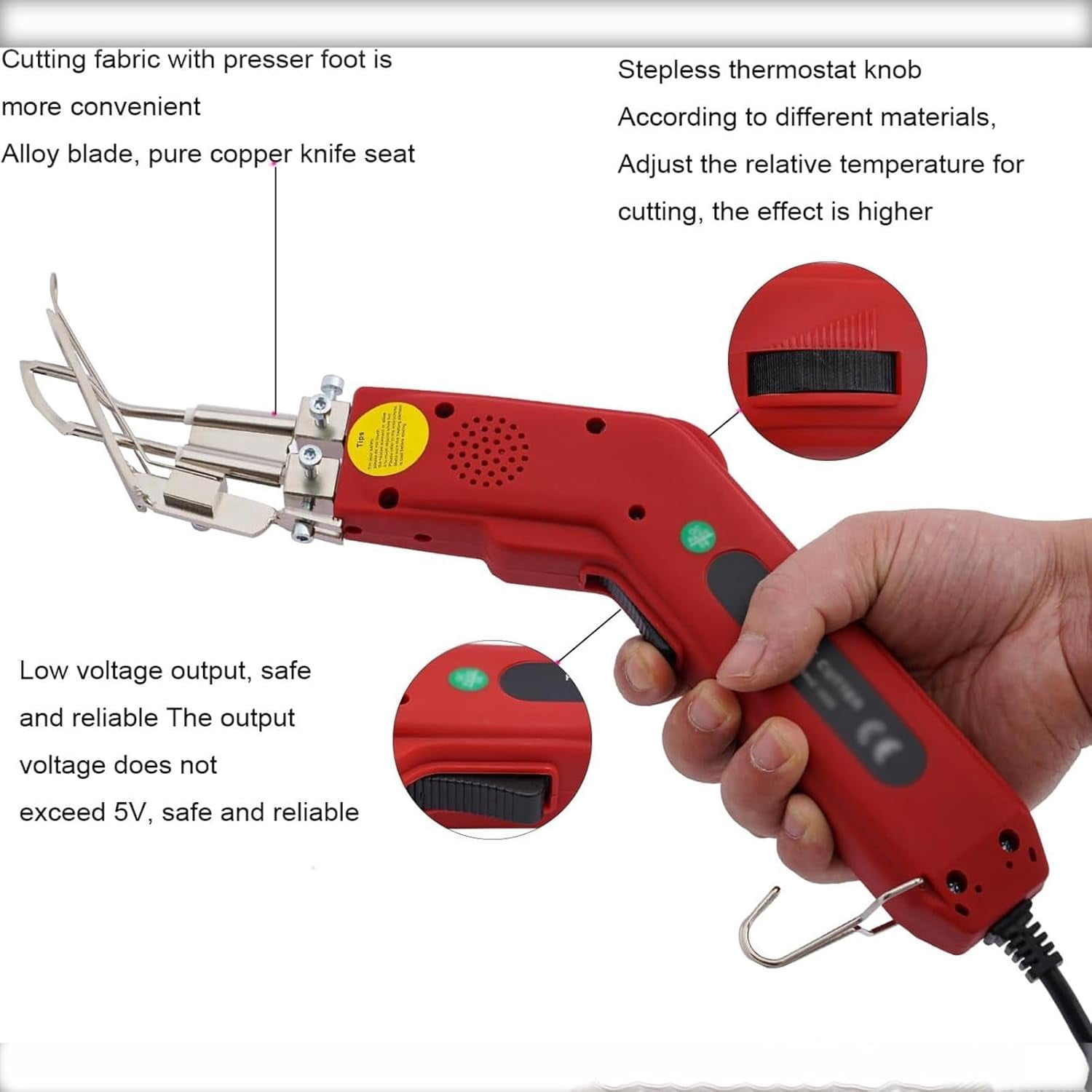 Electric Hot Knife Cutter Tool, Electric Foam Grooving Carving Knife with 15-Position Temperature Adjustment Knob, for Foam Sponge Cloth Canvas Ribbon Nylon Rope Cutting