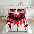 thumbnail image 2 of Erosebridal Boho Halloween Bedding Comforter Set, Gothic Bat Han Print Down Comforter, Graffiti Splash Room Decor, Reversible 2 Pieces, 2 of 7
