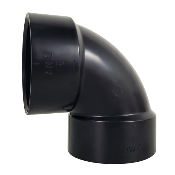 Icon 14841 ABS Fitting - 90° Elbow, Short, 3", Hub-Hub