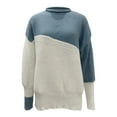 thumbnail image 7 of GBSYEWXS Women Sweater Crew Neck Color Block Long Sleeve Cute Warm Blue Sweater, 7 of 7