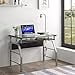 thumbnail image 3 of King's Brand Metal and Glass Top Home Office Computer Desk/Table, Silver Finish, 3 of 3