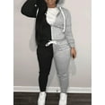 thumbnail image 3 of LovelyWholesale Long Sleeve Hooded Collar Hooded Collar Kangaroo Pocket Women's Tracksuit Set, 3 of 5