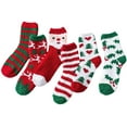 thumbnail image 1 of Calcetines de Mujer Oso de Fresa Dibujos Animados Suaves para Navidad Talla Única 6 Pares, 1 of 1