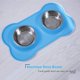 thumbnail image 5 of Cuencos para perros y gatos Cuencos dobles de acero inoxidable para comida y agua para perros con alfombrilla de silicona antideslizante antideslizante, cuencos para comederos de mascotas Tazón pequeño para cachorros para perros pequeños Gatos Azul BANYUO Electrónica, 5 of 6