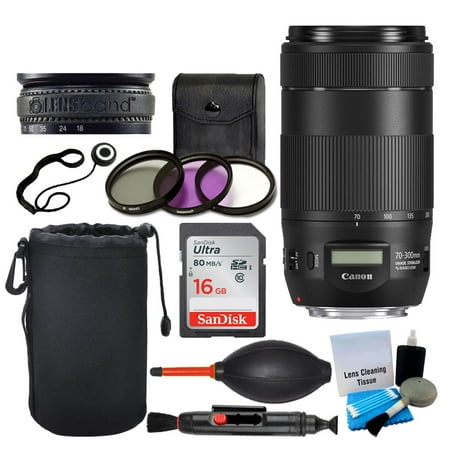 Canon EF 70-300mm f/4-5.6 IS II USM Lens + Lens Pouch + 16GB Card + UV Filters