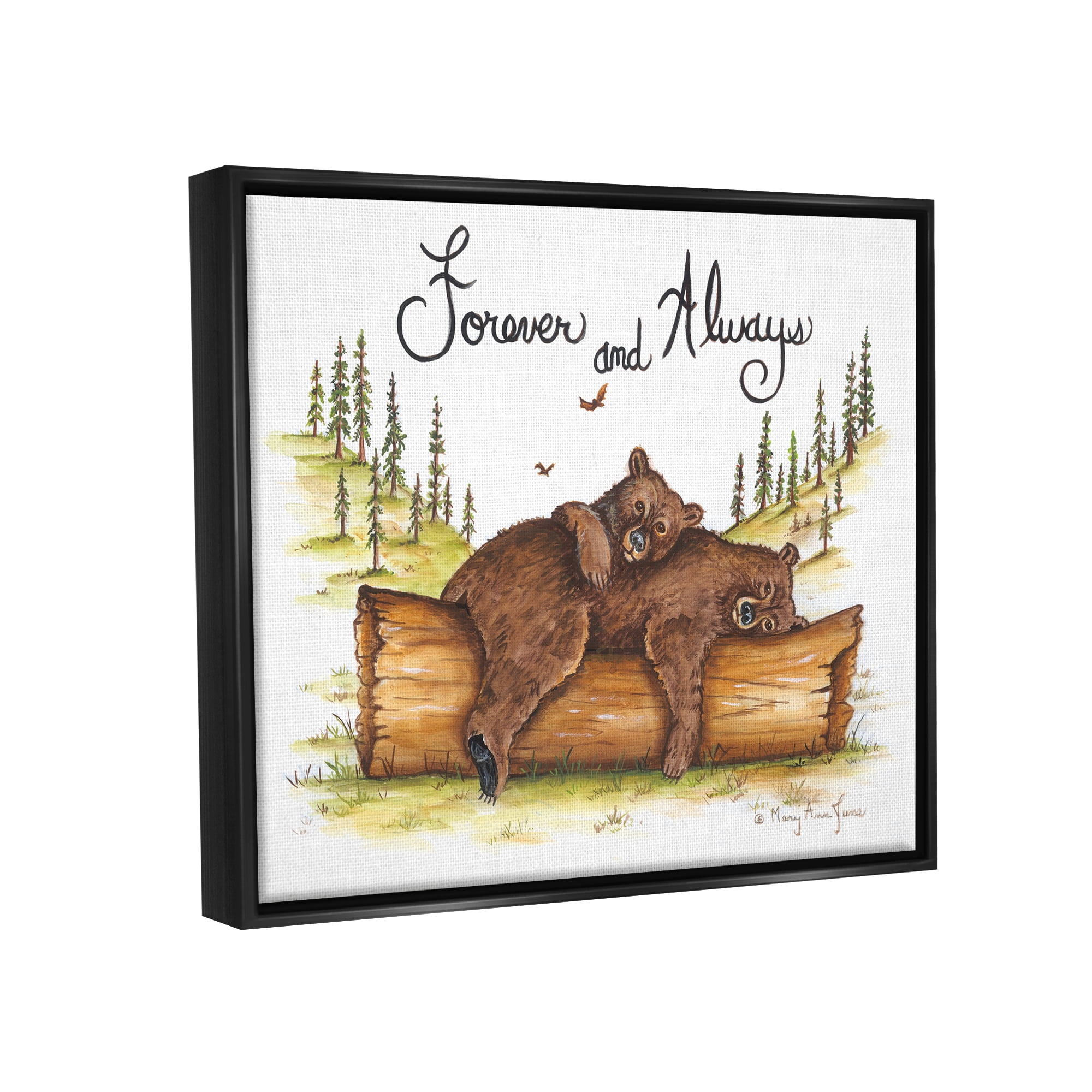 Stupell Forever & Always Cuddling Bears Wildlife Animals & Insects Painting Black Floater Framed Art Print Wall Art