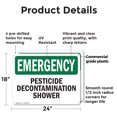 thumbnail image 2 of (2 Pack) Pesticide Decontamination Shower OSHA Emergency Sign 24 Inch X 18 Inch Plastic Sign, Weather Resistant, UV Protected for Workplace, Business, and Construction Site, Made in the, 2 of 8