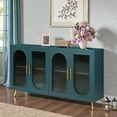 thumbnail image 2 of Tcbosik 4-Door Sideboard with Gaussian Glass, Adjustable Shelves, Golden Handles & Iron Legs – Modern 60" Media Console, Buffet Cabinet for Living Room or Dining Room (Navy Blue), 2 of 10