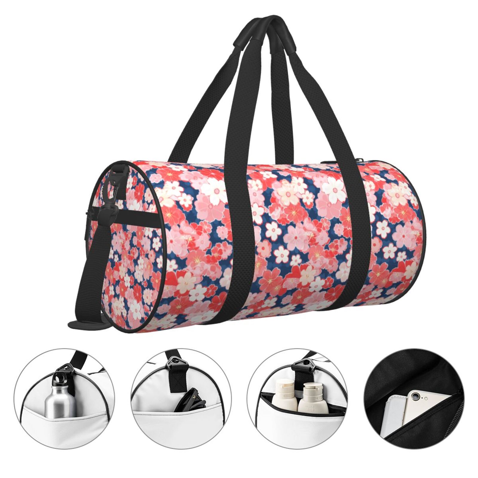 Defioc Japanese Cherry Blossoms for Travel Duffle Bag,Weekender Bag Carry On Tote Bags Hospital Bag Large Capacity Sport Gym Bag for Men Women Fit for Trave, Gym,Weekend