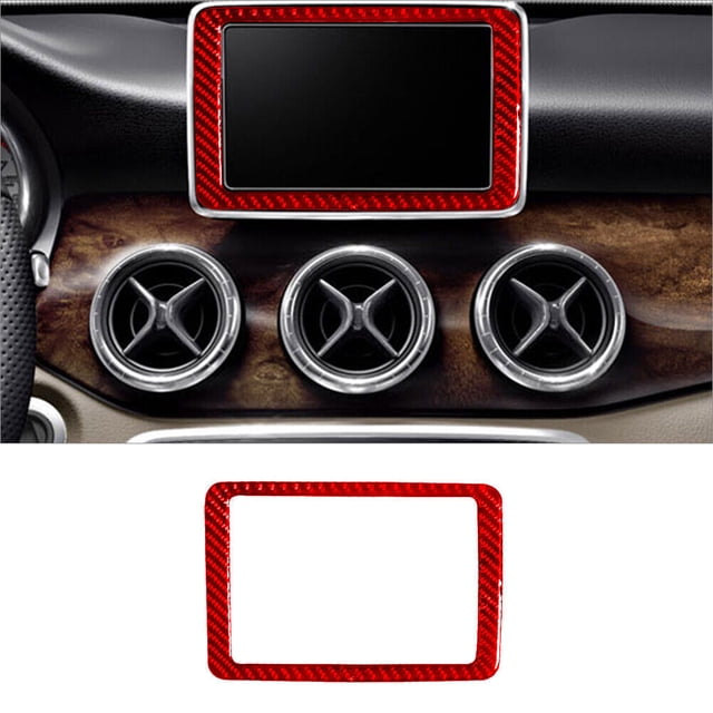 Real Bright Soft Car Interior Carbon Fiber Sticker DecorationFor Mercedes Benz CLA GLA Red Carbon Fiber Display(8-inch) Surround CoverAuto Car Protection Interior Accessories