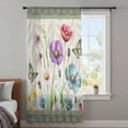 thumbnail image 3 of Spring Flowers Sheer Curtains 63 Inches Long, Retro Boho Botanical Florals Butterfly Light Filering Curtains, Breathable Simi Curtain Privacy Drapes for Living Room Bedroom Window Treatment, 3 of 9