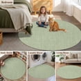 thumbnail image 6 of 3.3ft Washable Round Rug, Vintage Linen Non-Slip Circle Area Rug for Entryway Bedroom, Pastoral Sage Green Linen Texture Farmhouse Indoor Accent Floor Mat for Home Decor, 6 of 9