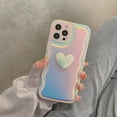 thumbnail image 3 of Holographic Heart Phone Case Compatible with iPhone 12 Pro Max, Cool Laser 3D Love Heart Phone Case, Curly Wave Shape Sparkly Phone Cover for Women Girls, 3 of 6