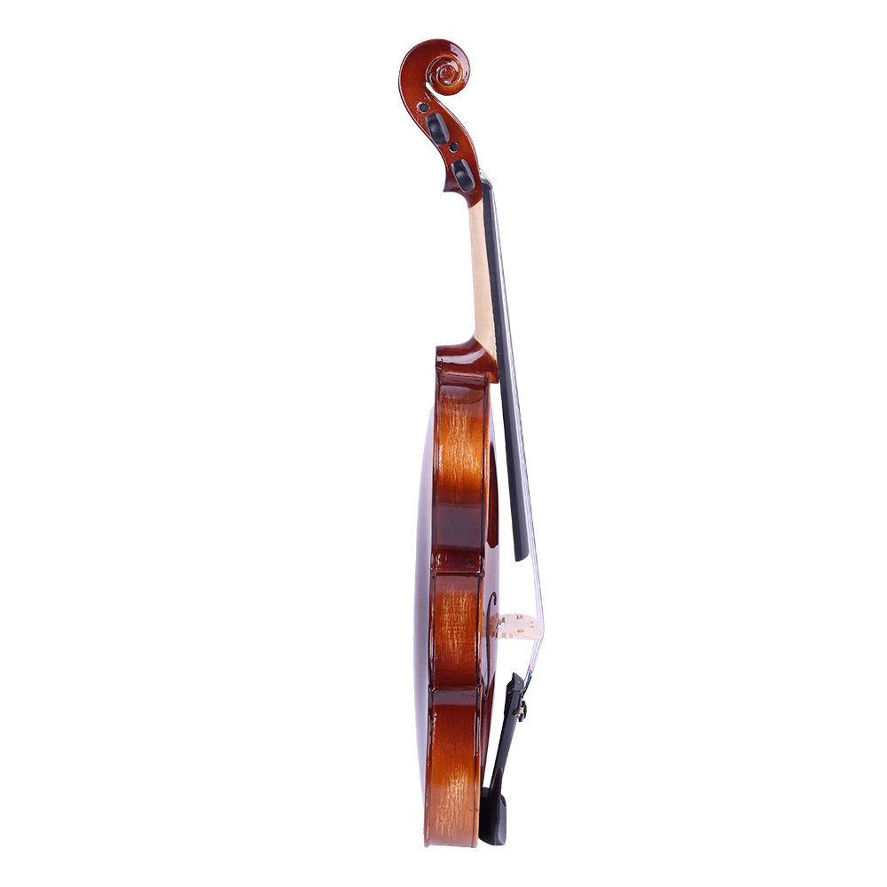 4/4 Full Size Violin Kit, Classic Wood Violin with Case Bow Violin Strings Rosin Shoulder Rest Electronic Tuner, Polished Brown