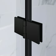 Sunny Shower Bifold Pivot Swing Frameless Shower Door in Black 34 in.W x 72 in.H
