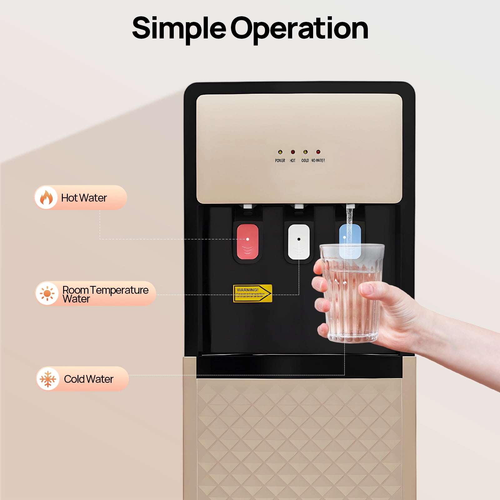 Bottom Loading Water Cooler Dispenser with Hot, Cold, and Room Temperature Anti-heating Device Overheating Protection Water Shortage Alarm