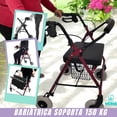 thumbnail image 2 of Andadera Rollator Bariátrica para Adultos Mayores | Extra Ancha, Plegable con Silla y Canasta | Soporta 150 Kg, Frenos de Mano, Ligera y Segura | Color Vino, Ruedas 20cm, 2 of 10
