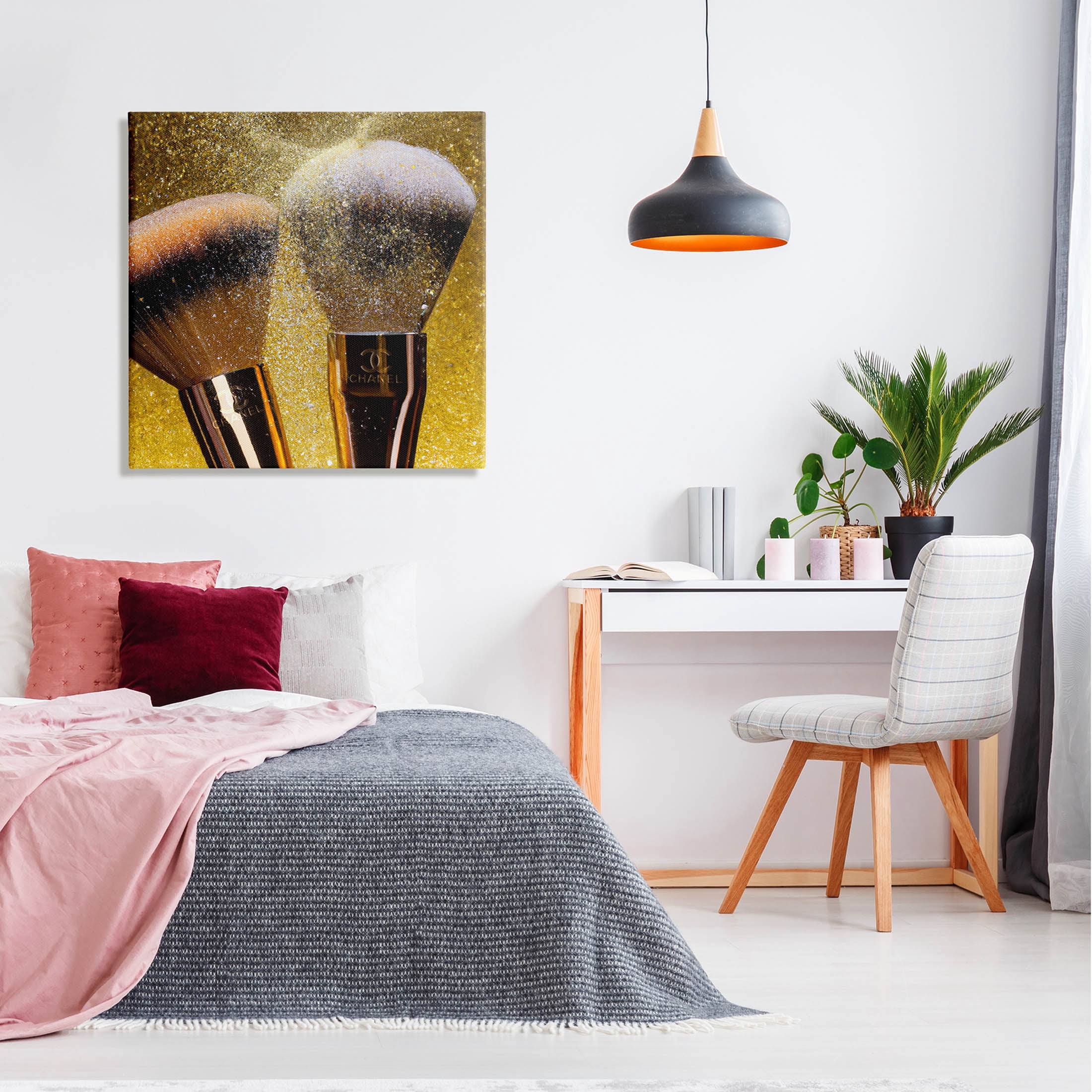 Stupell Industries Makeup Brush Glam Glimmer Graphic Art Gallery Wrapped Canvas Print Wall Art, Design by Ziwei Li