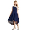 thumbnail image 3 of vastwit Flower Girls Sequin Chiffon Formal Dress High-Low Hem Kids Wedding Party Pageant Prom Gown Navy Blue 16, 3 of 7