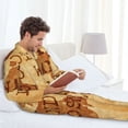 thumbnail image 6 of Yiaed Not All Those Who Wander Are Lost2 Print Men’s Pajamas Set - Long Sleeve Button Down Sleep Shirt and Pajama Bottoms Sleepwear Set Mens Pjs Sets Men's Pajama Bottoms-Large, 6 of 7