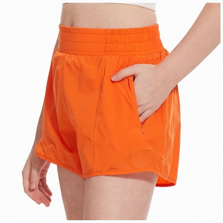 Kogui Girls Shorts Athletic Girls Summer Casual Shorts Loose Straight Leg Unisex Baggy Casuals Shorts 5T 6T (Orange 5-6 Years)