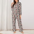 thumbnail image 2 of JUNZAN Christmas Cat Print Womens Pajama Sets,Long Sleeve Button Down for Women Pjs 2 piece, 2 of 7