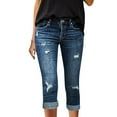 thumbnail image 1 of Wdgfv Capri Jeans for Women Stretch High Waisted Distressed Denim Capris Ripped Skinny Cropped Pants, 1 of 7