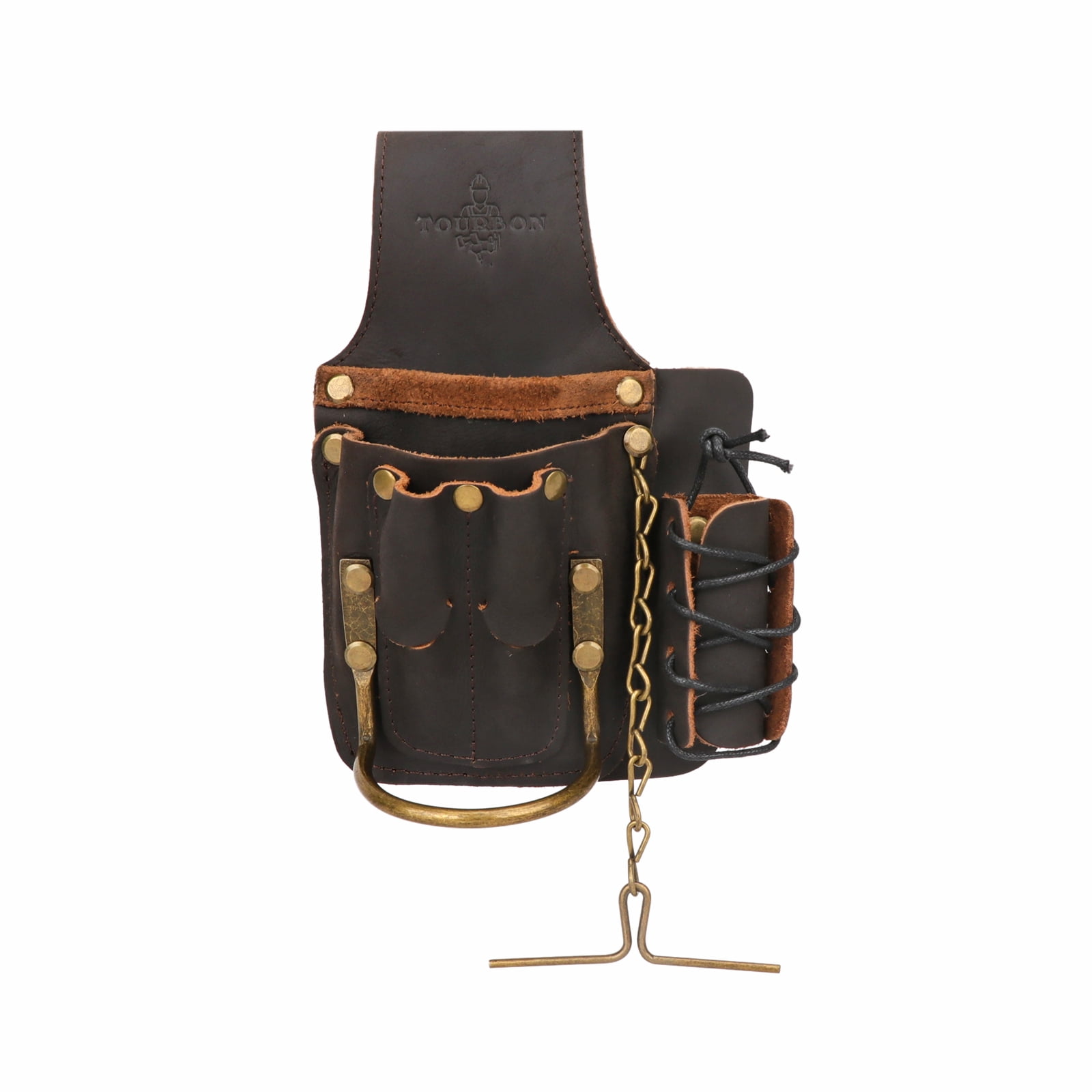 TOURBON Leather Electrician Tool Organizer Pouch Belt Waist Bag Hammer Holde Tool Carrier Black