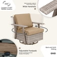 thumbnail image 3 of Auzfy Oversized Patio Wicker Swivel Rocker Chairs Set of 2 for Outdoor Poolside, Brown, 3 of 6