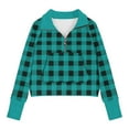thumbnail image 3 of CLOISE Crewneck Sweatshirt Boys Girls Youth Long Sleeve Collared Zip up Tops Plaid with Thumb Hole Outfits Fall Winter Clothes Light Blue 9T, 3 of 4