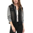 thumbnail image 5 of DARING DIVA Women's Layered Outerwear Hooded Denim Jacket L Black, 5 of 6