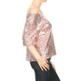 thumbnail image 4 of Womens Short Sleeve One Shoulder Sparkly Glitter Sequin Top Shirt, 4 of 5