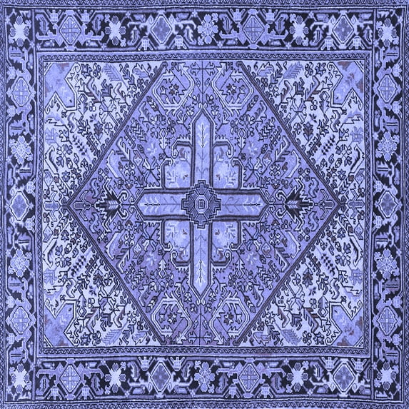 Ahgly Company Indoor Square Persian Blue Traditional Area Rugs, 6' Square