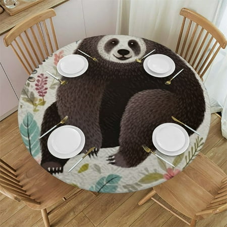 

BCIIG Bear Flowers Trees Round Table Cover Stain Resistant Washable Indoor Outdoor Tablecloth Kitchen Dining Wedding Parties Polyester Waterproof Fabric Picnic Farmhouse 42 -46