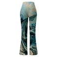 thumbnail image 5 of KDFJPTH Women's Marble Print Elastic High Waist Flare Leg Stretch Casual Pants, 5 of 6