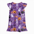 thumbnail image 6 of TOWED22 Halloween Nightdress Toddler Girls Sleepwear Cute Cartoon Ghost Print Dresses Short Sleeve Pajamas Dress, 6 of 7