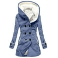 thumbnail image 2 of Spring Saving Clearance 2023!GaThRRgYP Womens Coat,Outerwear for Women under $10,Velvet Double Breasted Hooded Solid Color Mid Length Women's Solid Color Temperament Commuting Jacket, 2 of 4