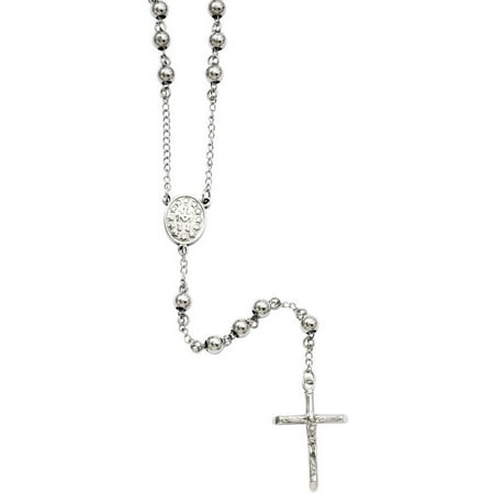 Primal Steel Stainless Steel 6mm Bead Rosary Necklace
