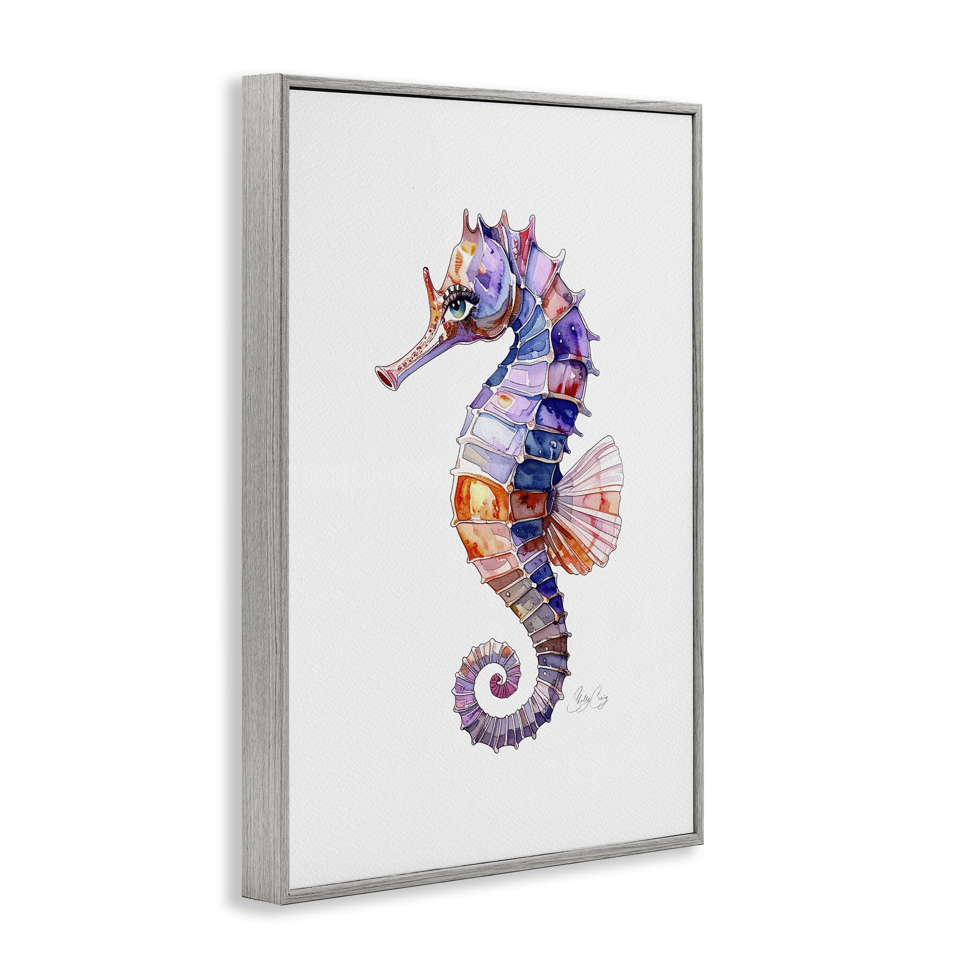 Stupell Industries Sea Whisper Seahorse Gray Framed Giclee Art, design by Shelly Craig