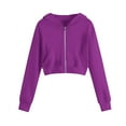 thumbnail image 2 of Trupants Toddler 4-5T Purple Cropped Zip Up Hoodie - 100% Polyester, Soft & Easy-Care, Kangaroo Pockets, Ribbed Cuffs for Casual/School Wear, 2 of 7