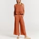 thumbnail image 3 of Conjunto de dos piezas para mujer: top corto sin mangas con volantes y pantalones anchos, cintura elástica, bolsillos, conjunto informal de verano, 3 of 7