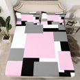 thumbnail image 2 of Erosebridal Geometric Bed Sheets Set Queen Size, Square Rectangle Bed Sheets Queen, Abstract Stripe Decor 4pcs, 2 of 7