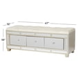 thumbnail image 3 of DecMode Wood Mirrored 3 Drawer Bench with Upholstered Seat, Cream, 3 of 10